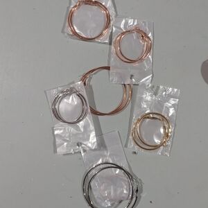 New 6 Pairs  Assorted Size And Color Hoop Earrings Set